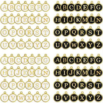 104 Pieces Mixed Letter Beads Enamel Metal Letter Charms Double Sided Initial Alloy Pendant A-z Alphabet Charm For Necklace Bracelet Jewelry Making Small Business Supplies