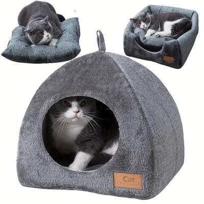 Semi-enclosed Warm Soft Cat Cave Nest Cat Sleeping...