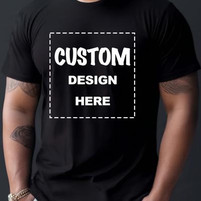 TEMU Customized Men's T-shirt Add Your Personalized Picture Printed On The Front Chest Transfer Printing Image