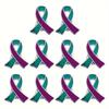 10pcs Suicide Prevention Awareness Ribbon Pin For Men, Purple Teal Ribbon Lapel Pins, Sexual Assault Awareness Pin For Women Man