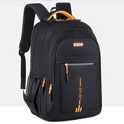 TEMU Large Capacity Travel Backpack For Men - Nylon, Adjustable Straps, Multi-compartment Business And School Bag, Black, Backpack For Travel Image