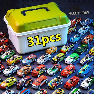 31pcs 7cm/2.75in Pull Back Toy Cars With Storage B...