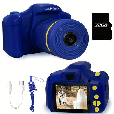 Upgrade And Portable Toddler Digital Kids Camera Long Lens Hd Digital Video Camera Birthday Festival Christmas Gift 32g Card Included