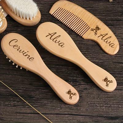 TEMU [custom-made] A Set Of Brushes Combs Personalised Pattern Engraved Hair Brush Set Day Gift For Girls Hairdressing Brush Set Birthday Gift With Name Hair Brush Set Dating Gift Image