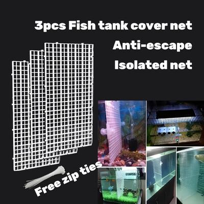 3pcs Aquarium Fish Isolation Nets, Anti Jump Cover, Can Be Spliced Cut, Diy Plastic Isolation Board With Zip Ties