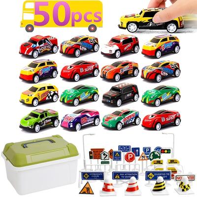 50pcs Pull Back Toy Cars Play Sets With Storage Bo...