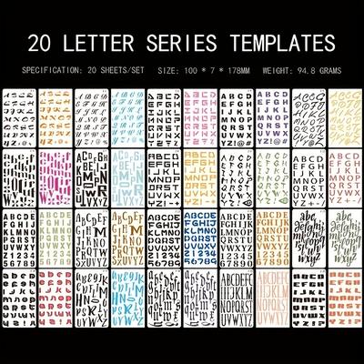 TEMU 20pcs A6 English Letters Diy Painting Template, Hand-made School Hand-copying Report Painting Template, Hollow Template Ruler