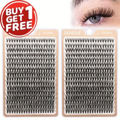 TEMU [buy 1 Get 1 Free] 320pcs 30/40d 9-16mm Mix D Curl Cluster Lashes Individual Lashes Lash Extensions Clusters Lashes Soft & Natural False Eyelashes Individual Diy Eyelash Extension