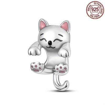 1pc Classic 925 Sterling Silver Little Milk Cat Pet Charm Beads Animal Cat Pendant For Original Bracelet Necklace Jewelry For Women (silver Gram Weighs 3 Grams)