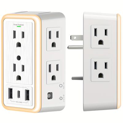 Usb Charger Surge Protector 6 Outlet Extender With...