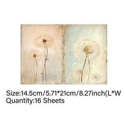 TEMU Vigus16sheets Dandelion With Wind Floating Descriptive Garbage Journal Magazine Cut Thin Journal A5 Size Paper