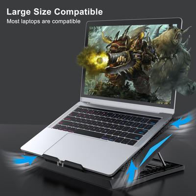Laptop Cooling Stand, 6cooling Fans, 4 Levels Adjustable, Led Light, Speed Scroll Switch, Large Air Flow And Low Noise, 2 Usb Ports, Metal Mesh Design, Suitable For 9-15.6 Inch Laptops
