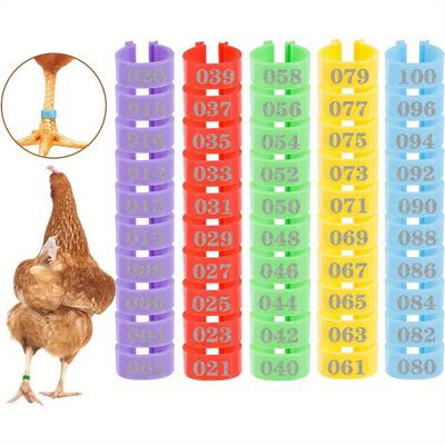 100pcs Chicken Leg Rings, Colorful Numbered Chicken Identification Leg Bands, Poultry Leg Bands Clip On Leg Rings For Ducks Chicks Chicken Guinea Goose