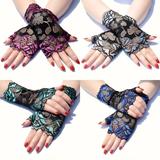 4pairs Short Lace Gloves, Thin Breathable Decorative Gloves Summer Sunscreen Fingerless Gloves For Party Prom Performance