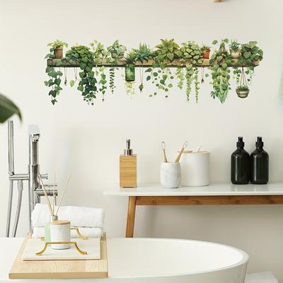 1pc Green Plant Wall Sticker, Cute Wall Decorative...