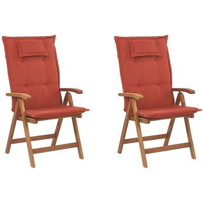 Gartenstuhl mit Auflagen 4-teilig Terracotta Polsterbezug Akazienholz verstellbar klappbar Rustikal Image