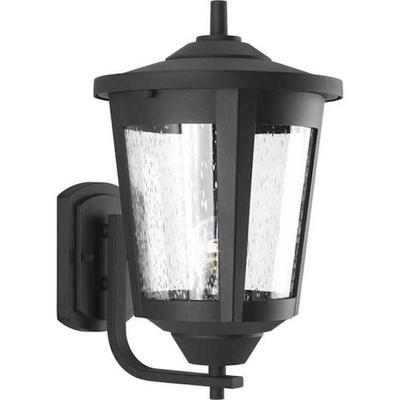Progress Lighting 192908 - 1 Light Black with Clear Seeded Glass Large East Haven Wall Light Fixture (ONE-LIGHT LARGE WALL LANTERN (95
