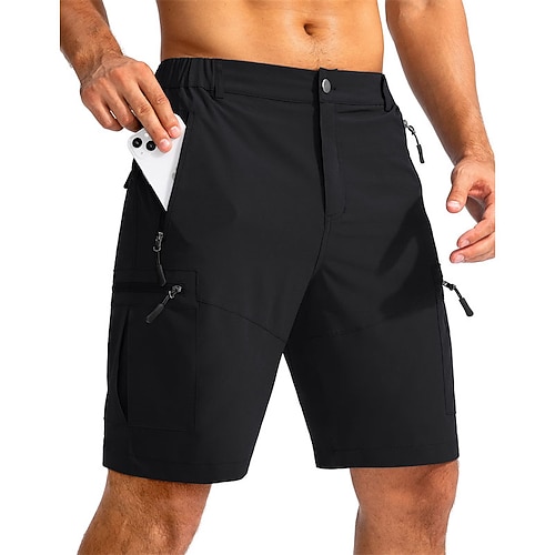 Herren Sportliche Shorts Cargo Shorts Kurze Hosen Outdoor Shorts Kurze Hose für Wanderer Elastische Taille Tasche mit Reißverschluss Glatt Atmungsaktiv Schnelltrocknend Kurz Outdoor Täglich Image
