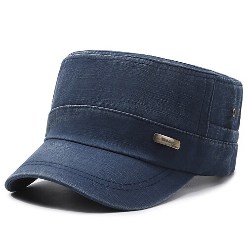 Herren Unisex Schiebermütze Cap Basecap Militärmütze Kadettenhut Schwarz Marineblau Polyester Vintage Modisch Brautkleider schlicht Strasse Täglich Glatt Einstellbar Atmungsaktiv Image