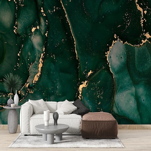 Coole Tapeten, Wandbild, abstrakter Marmor, grün, Wandverkleidung, Aufkleber, abziehen und aufkleben, entfernbares PVC/Vinyl-Material, selbstklebend/Klebstoff erforderlich, Wanddekoration für Image