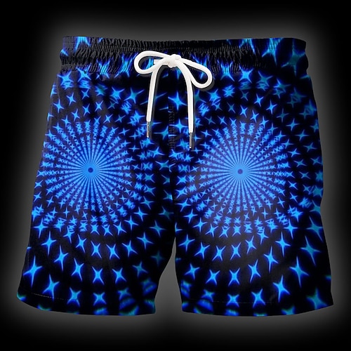 Herren Geometrisch Optische Täuschung Badehosen Badeshorts Boardshorts Mittlere Taille Mode Streetwear Designer Lässig Täglich Ferien Tasche Kordelzug Elastischer Bund Designer Bekleidung Image
