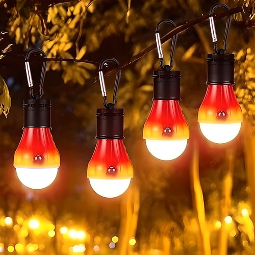 4 Stück tragbare Campinglaternen LED-Wasserdichte-Zeltlichter 50LM wasserdichtes Camping für Rucksacktouren Wandern Angeln Notfallhängelicht leicht Image