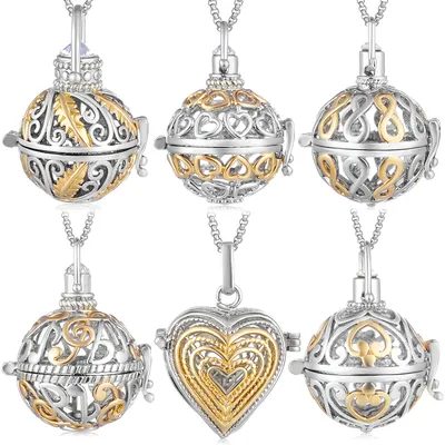 Mexico Chime Caller Two Color Titanium Steel Chain Pendant Aromatherapy Essential Oil Diffuser Lava