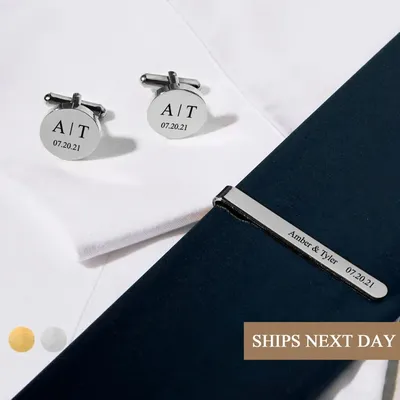 Custom Tie Clip Cufflinks Set Sculpture Name Men Suit Accessories Stainless Steel Jewelry Valentines