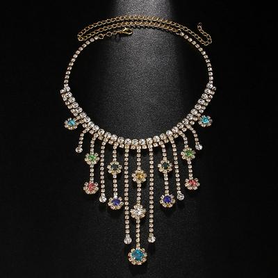 Pendant Necklace Rhinestones Women's Elegant Tassel Tassel Fringe Wedding Colorful Drops Necklace For Wedding Party