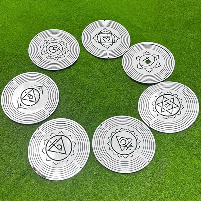 7pcs/set Chakra Wind Spinners Reiki Yoga Meditation Mandala Om Spiritual 3D Rotating Wind Chimes