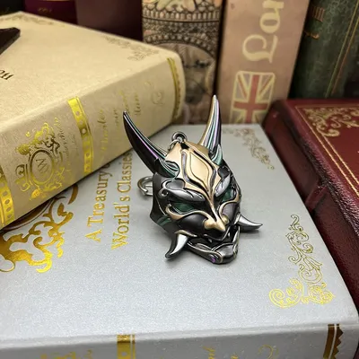 8cm Metal Nuo Xiao's Mask Genshin Impact Chinese Mobile Game Peripheral Decoration Crafts Keychain