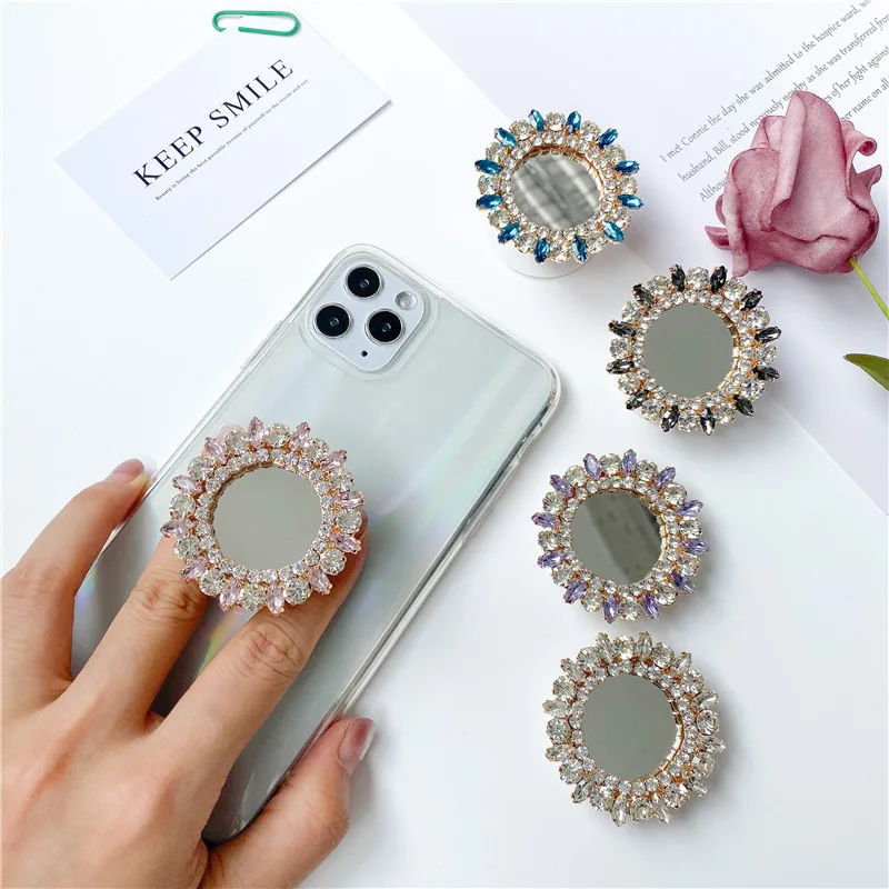 Luxury Shiny Mirror Phone Ring Holder Phone Socket Support Telephone For iPhone Xiaomi Samsung Phone Grip Mount Bracket