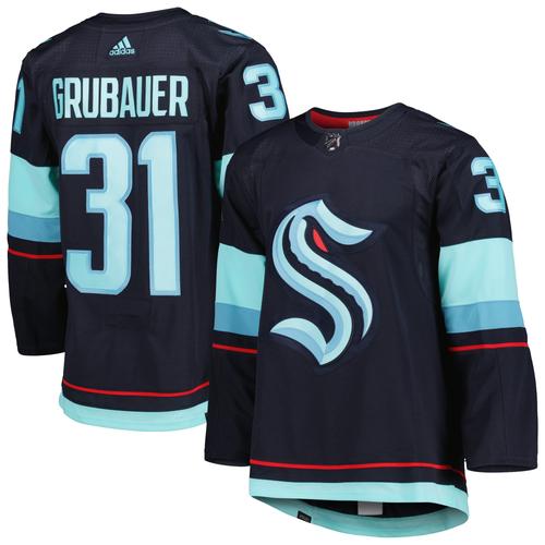 Herren adidas Philipp Grubauer Navy Seattle Kraken Home Primegreen Authentic Spielertrikot