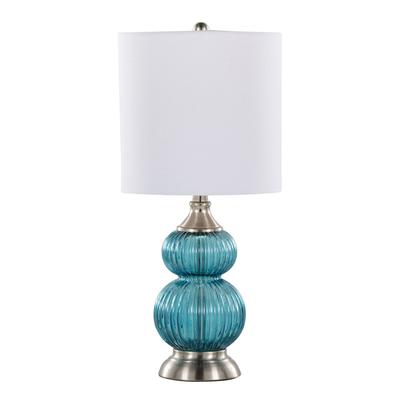 Belle 20" Glass Accent Lamp - Set Of 2 by Lumisource in Blue Nickel White