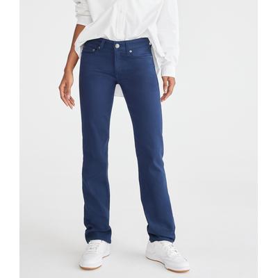 Aeropostale Womens' Seriously Stretchy Mid-Rise Straight Uniform Pants - Navy Blue - Size 6 R - Cotton