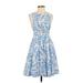 Plenty By Tracy Reese Casual Dress - A-Line High Neck Sleeveless: Blue Print Dresses - Women's Size 0