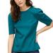 J. Crew Tops | J. Crew Green Puff Sleeve Ponte Business Casual Top Size Small Ae781 | Color: Blue/Green | Size: S