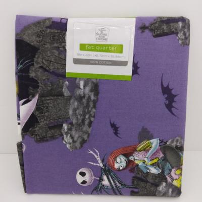 Disney Other | Jack & Sally Cotton Fabric Fat Quarter 18x22 Crafts Sewing Quilting Material | Color: Purple | Size: Os