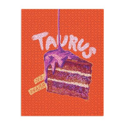 H Miller Ink Illustration Taurus Birthday Cake in Burnt Orange Puzzle