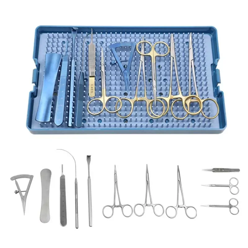 Doppeltes Augenlid-Set, Schere, Augennadelhalter, blutstillende Pinzette, kosmetisches Kunststoffinstrument, Instrument für Augenchirurgie Image