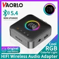 4-in-1 RGB luci colorate Bluetooth 5.4 ricevitore Audio trasmettitore FM USB 3.5MM AUX RCA HIFI musica Display a LED adattatore Wireless