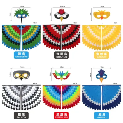 Kinder Cosplay Halloween Eule Pfau Cosplay Kostüme Tier Vogel Flügel Umhang Maske Filz Umhang Karneval Dress Up Image