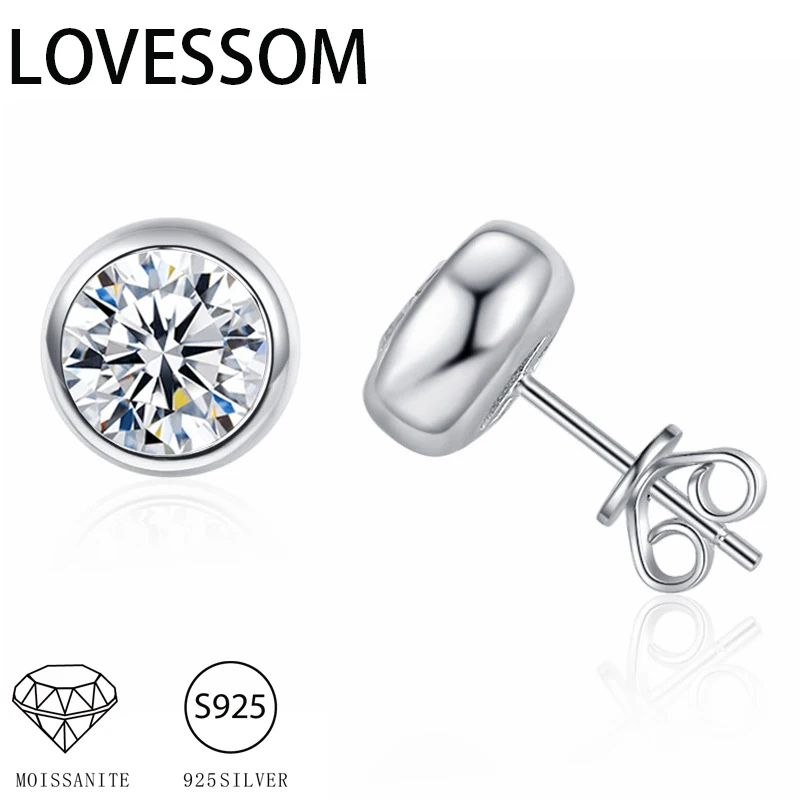 S925 Silber 0,5-1 Karat Moissanit Blase Ohrringe Klassische Mode Neutral Stil Trendy Hip-Hop Rock