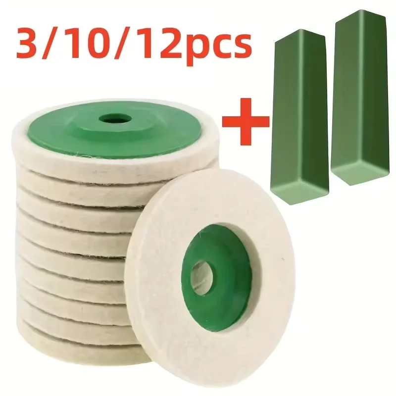 3/10/12 Stück Polierscheiben Polierpads Schleifscheiben Winkelschleifer Zubehör Winkelschleifer Räder, Filz Polierscheiben Image