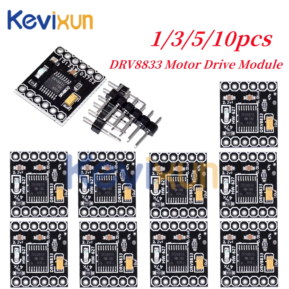 1–10 Stück DRV8833 Motorantriebsmodul, 6-poliger DC-Getriebemotortreiber, 1,5 A, einzelne H-Brücke, leiser Schrittmotortreiber für Arduino Image