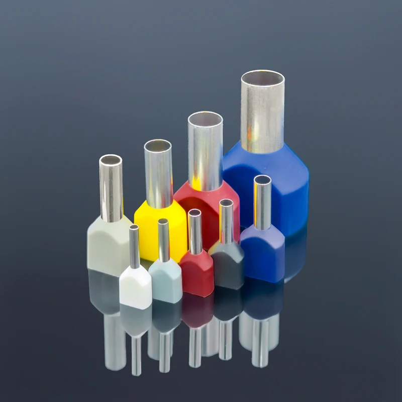 TE0508 TE1008 TE1508 TE2510 TE4012 TE6014 Twin Line Isolierte Beschichtung Zinn Kabelendklemmenblock Doppeldraht Kaltpresshülse Image