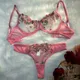 Lingerie rose sexy en dentelle pour femmes sous-vêtements transparents broderie dégradée
