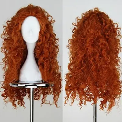 Brave Merida Cosplay Perücke Lange Orange Lockige Rollenspiel Perücke Halloween Kunsthaar Perucas Image