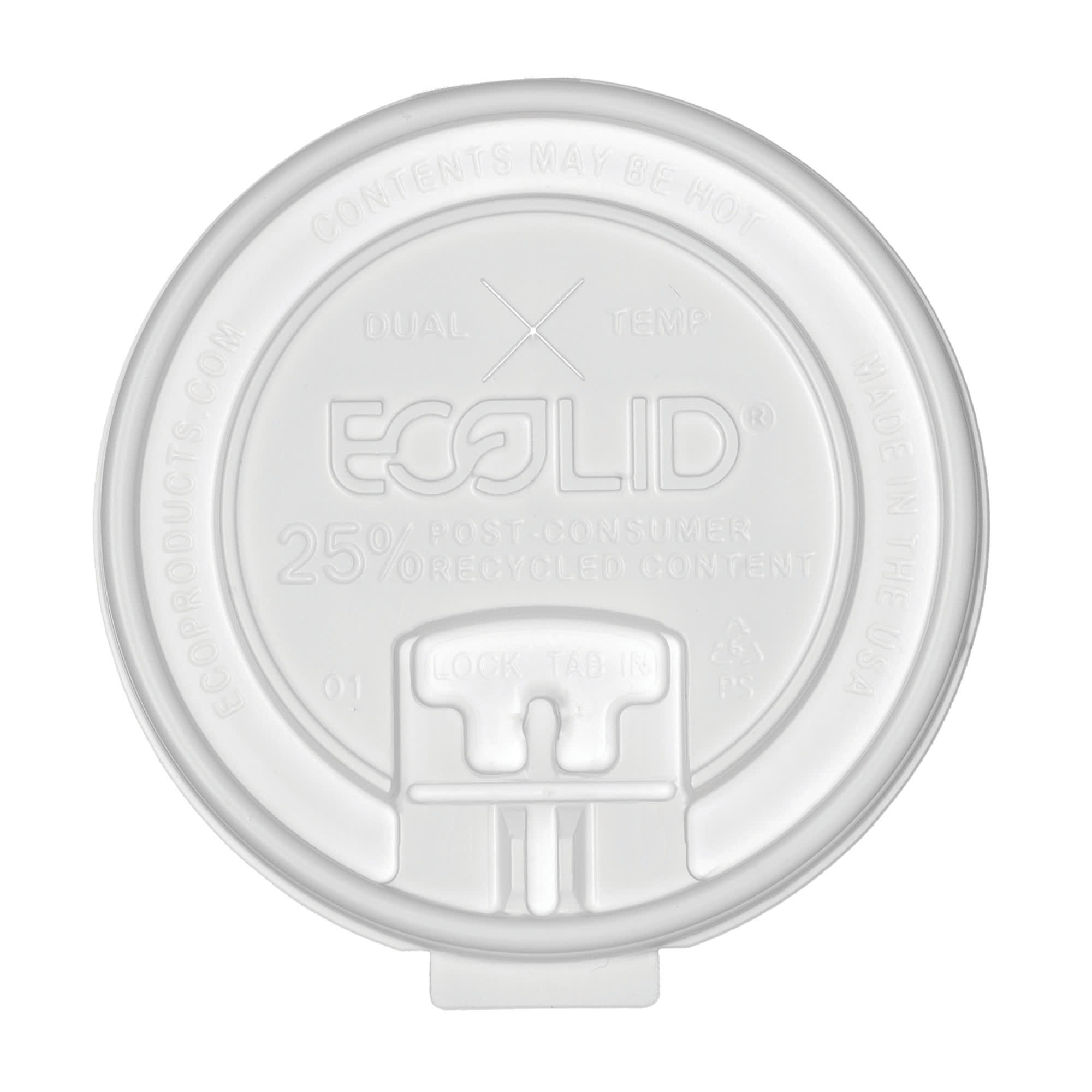 Eco Products EP-HCLDT-R BlueStripe Dual-Temp Flat Lid for 10 to 20 oz Hot Cups - Polystyrene, Clear, Case of 600