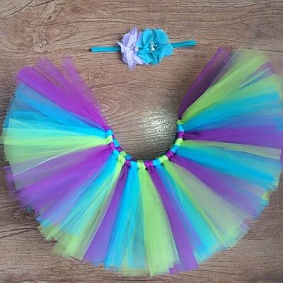 2pcs/set Newborn Photography Clothing Puffy Tutu Skirt For Girl Toddler, Baby Girl Clothes, Tulle Skirt Headband, Newborn Shower Gift, Baby Souvenirs Gifts